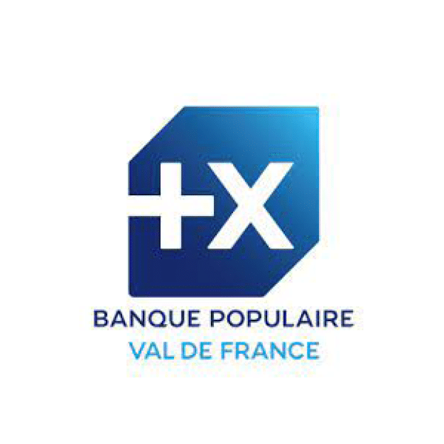 Logo de la Banque Populaire Val de France. Client de l'agence RP Media auvray a paris